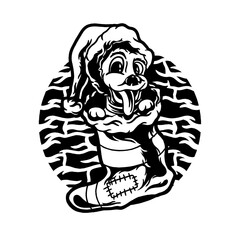 cute dog christmas illustration