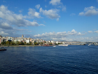 Fototapeta na wymiar Galata Tower in Istanbul Turkey with Marmara Sea