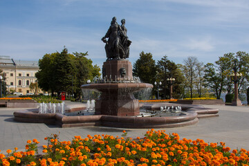Volgograd. Russia-October 1, 2020. Fountain "Art" (Friendship of Peoples "on the Central Embankment G. Volgograd