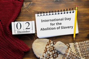 International Day for the Abolition of Slavery of winter month calendar december.