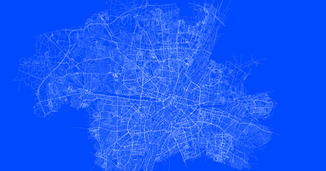 Blueprint of Munich city of Germany, One Color Map, color change, Artprint