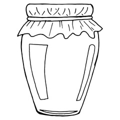 Empty glass jar. Vector illustration of a glass jar. Hand drawn empty jar.