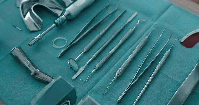 Dental tools lying on the table