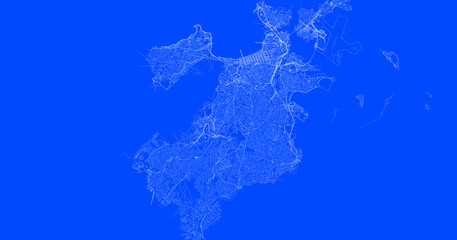 Blueprint of Boston city of USA, One Color Map, color change, Artprint