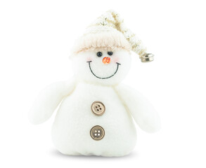 toy snowman on isolated white background
