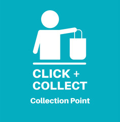 Click and collect collection point vector illustration on a blue background © Jon Le-Bon