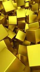 abstract background of golden cubes. 3d render illustration