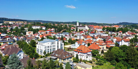 Fototapeta na wymiar Luftbild von Stockach bei schönem Wetter
