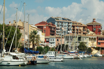 Fototapeta na wymiar Modern architecture in the Marina of Port Saplaya, Valencia - Spain 