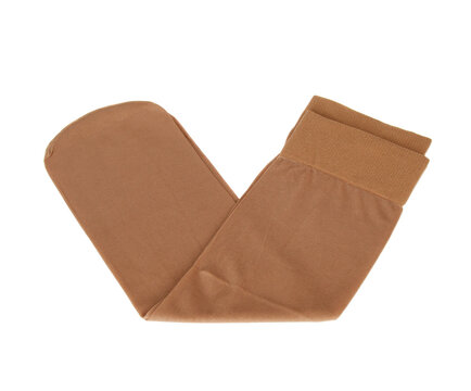 Closeup of nylon socks on a white background