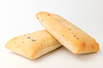 Chiabatta bread on a white background