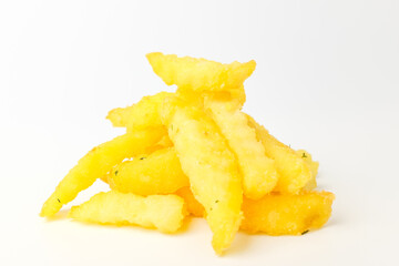 French fries on a white background
