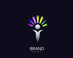 Modern creative people logo design unity symbol connection social teamwork person` creativity mind growth modern environment idea support friends