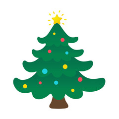 Christmas tree design decorated with colorful ball and star on top.