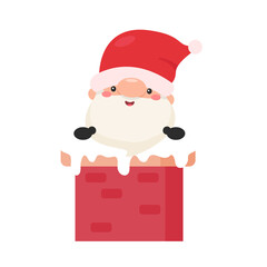 Cartoon Santa emerged from a chimney on the roof on Christmas Day.