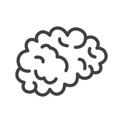 Brain or mind side view line art. Vector outline icon.