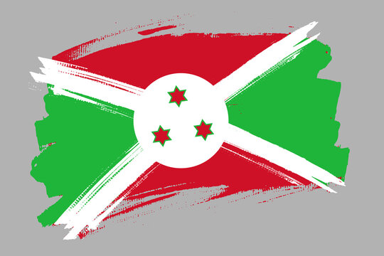 Flag of the Republic of Burundi. Burundi flag brush concept. Horizontal vector Illustration isolated on gray background.