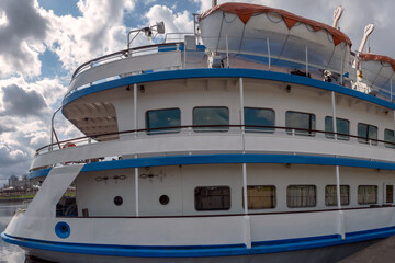 stern of river cruise ship with lifeboats