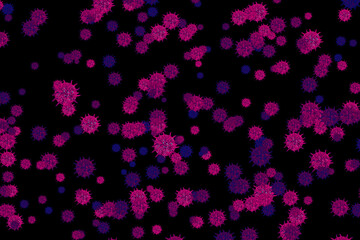 mutant virus covid 19 ball dark blue magenta was floating in air