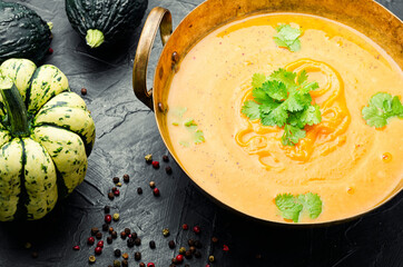 Vegetarian autumn pumpkin soup