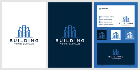 Luxury building logos with line style and business card inspiration