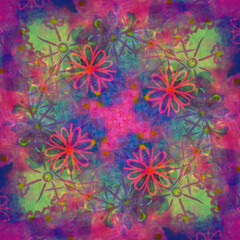 flowers watercolor artwork as background, colorful hand drawn illustration, creative artwork