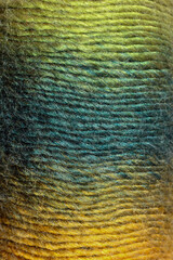 The multicolored yarn used for knitting clothes