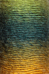 The multicolored yarn used for knitting clothes