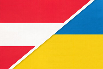 Austria and Ukraine, symbol of national flags from textile.