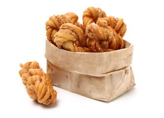 Chinese fried dough twist on white background