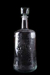 Empty bottle for wine isolated on black