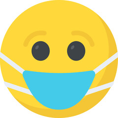 
Smiley face wearing mask, medical mask emoji
