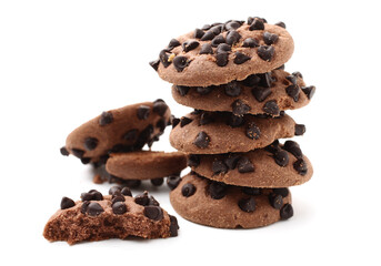 Cookies with chocolate drops isolated on white background 