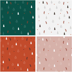 Christmas tree seamless pattern, background, wallpaper set, candy caramel vector texture