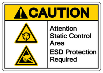 Caution Attention Static Control Area ESD Protection Required Symbol Sign, Vector Illustration, Isolated On White Background Label .EPS10