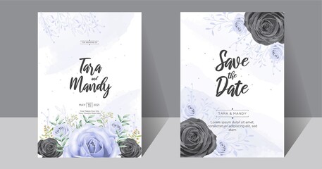 wedding invitation card floral design with hand draw