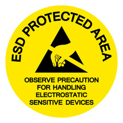 Obraz premium ESD Protection Area Observe Precaution For Handling Electrostatic Sensitive Device Symbol Sign, Vector Illustration, Isolated On White Background Label .EPS10