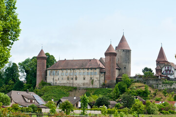 Fototapeta na wymiar Castle on Lake Neuchatel, Switzerland