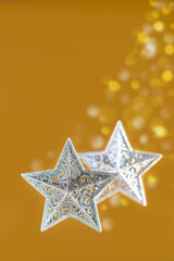 Fototapeta premium Christmas composition with silver stars.