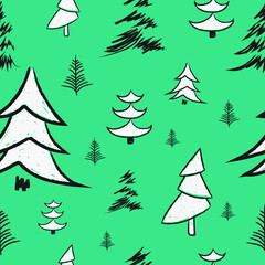 seamless pattern with christmas trees