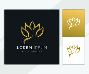 Gold flower petal abstract logo set template