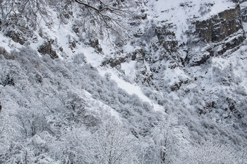 Winter.
Portion of a valley with a lot of snow