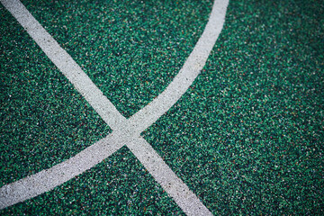 Closeup of the green ground at a soccer field