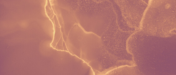 Ink Gold Texture. Red Volcanic Paint. Orange Art 