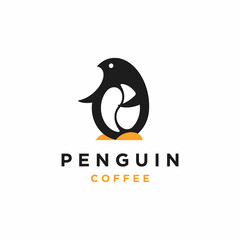 Penguin coffee logo design vector illustration