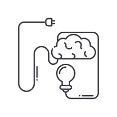 Brainstorming session icon, linear isolated illustration, thin line vector, web design sign, outline concept symbol with editable stroke on white background.