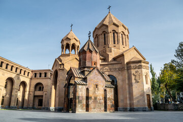 Fototapeta na wymiar Katoghike Holy Mother of God Church, is a small medieval church in the Kentron District of Yerevan, the capital of Armenia