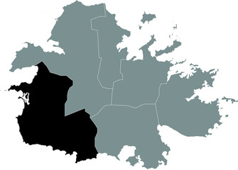 Black location map of Saint Mary parish inside the gray map of the island of Antigua