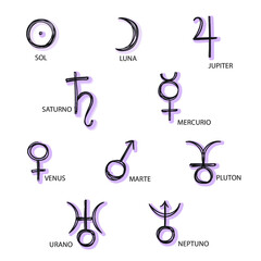 Set of astrological buttons - icons