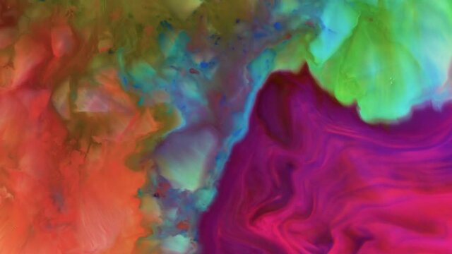Current liquid paints. Abstract color moving background closeup